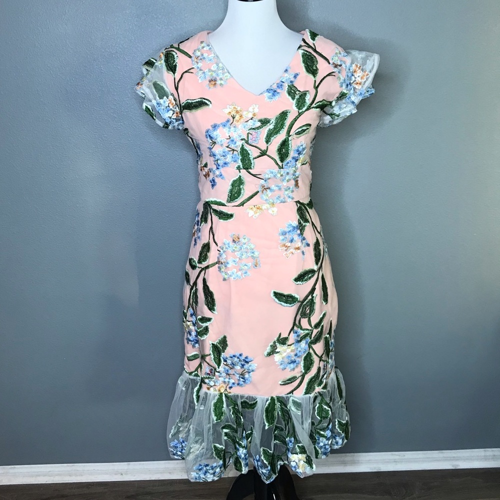 Derek Lam 10 Crosby prom embroidered flower dress size 4